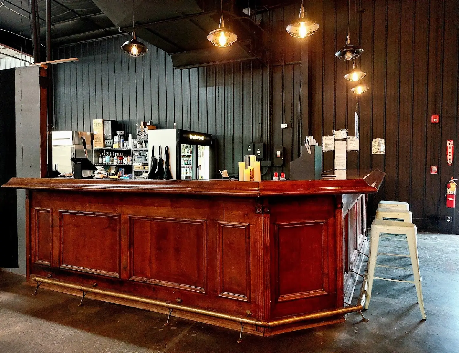 Wood bar inside The Dallas Markets event venue