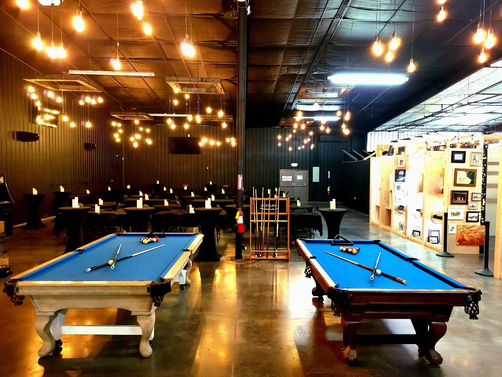 Two billiards tables in The Dallas Markets event venue