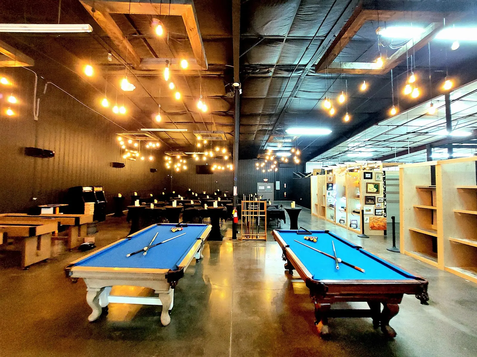 Games and gathering space inside The Dallas Markets venue